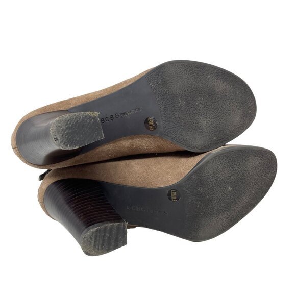 BCBGeneration Kleina Bootie Size 6.5 Tan Suede Stacked Heel Back Zipper - Picture 9 of 12